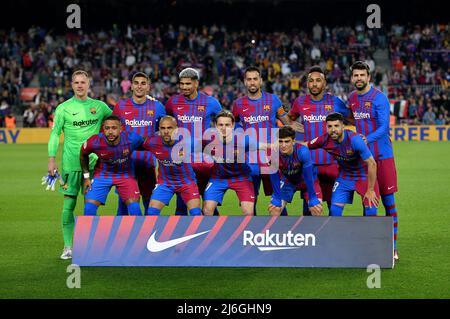 Barcelona, Spanien. 01.. Mai 2022. FC BARCELONA / RCD MALLORCA Barcelona, Spanien. 1. Mai 2022. Titelteam des FC barcelona vor dem spanischen La Liga-Spiel zwischen dem FC Barcelona und der RCD Mallorca im Camp Nou Stadium. Kredit: Rosdemora/Alamy Live Nachrichten Stockfoto