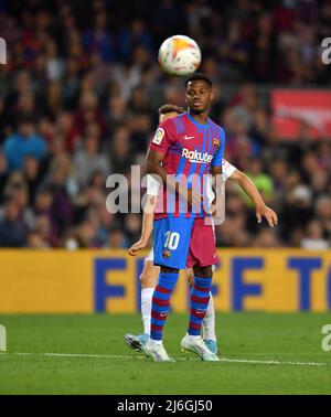 Barcelona, Spanien. 01.. Mai 2022. FC BARCELONA / RCD MALLORCA Barcelona, Spanien. 1. Mai 2022. Ansu Fati (10) des FC Barcelona während des spanischen La Liga-Spiels zwischen dem FC Barcelona und der RCD Mallorca im Camp Nou Stadium. Kredit: Rosdemora/Alamy Live Nachrichten Stockfoto