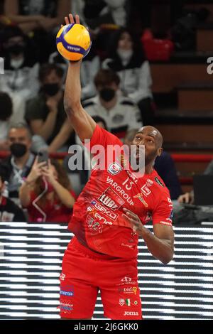 simon robertlandy (n.13 cucine Lube civitanova) während des Play Off - Sir Safety Conad Perugia vs Cucine Lube Civitanova, Volleyball Italyan Serie A Superleague Championship der Männer in Perugia, Italien, Mai 01 2022 Stockfoto