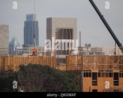 Gebäude in Texas: Wohnung in Austin befindet sich im Bau am South Lamar Boulevard Stockfoto