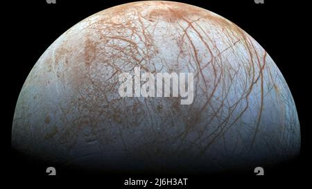 Europa, einer der Monde des Planeten Jupiter. Elemente dieses Bildes wurden von der NASA eingerichtet. Stockfoto