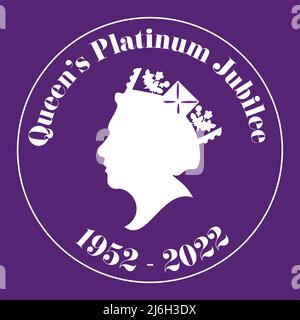 The Queens Platinum Jubilee 2022 - im Jahr 2022 wird Ihre Majestät die Königin der erste britische Monarch, der nach 70 Jahren ein Platinum Jubilee feiert Stock Vektor