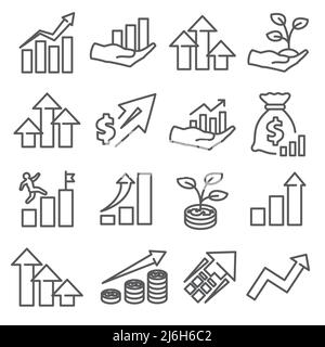 Symbole für die Wachstumslinie auf weißem Hintergrund Stock Vektor