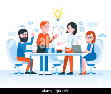 Teamarbeit der Entwickler an einem innovativen Projekt. Stock Vektor