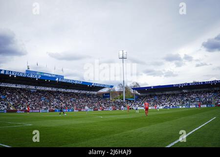 Odense, Dänemark. 01., Mai 2022. Das Stadion des Nature Energy Parks, das während des Superliga-Spiels 3F zwischen Odense Boldklub und Aarhus GF in Odense gesehen wurde. (Foto: Gonzales Photo - Kent Rasmussen). Stockfoto