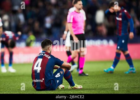 21.. April 2022; Estadio Ciutat de Valencia, Valencia, Spanien; La Liga Santander, Levante UD gegen Sevilla FC; Rober Pier von Levante UD Stockfoto