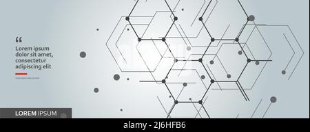 Vektornetzwerk Hexagon und verbundene Zellen Hintergrund Stock Vektor