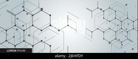 Vektornetzwerk Hexagon und verbundene Zellen Hintergrund Stock Vektor