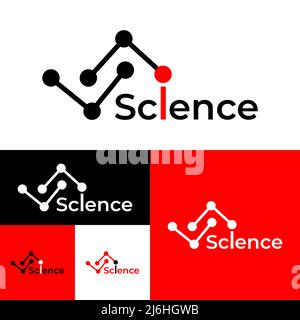 Science-Logo. Vektor-Illustration.Schwarz, rot und weiß Farbe. Stock Vektor