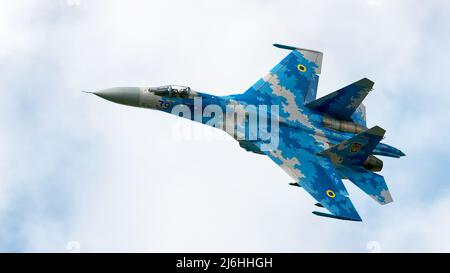 Ukrainische Luftstreitkräfte SU27 Flanker auf der RIAT 2019 Stockfoto