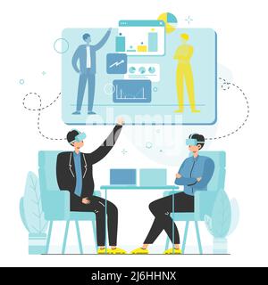 Meta-Vektor-Business-Team virtuelle Besprechung Stock Vektor