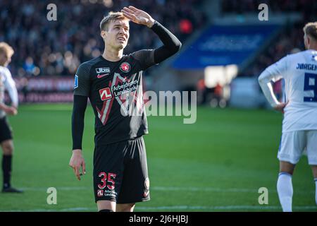 Herning, Dänemark. 01., Mai 2022. Charles (35) vom FC Midtjylland beim Superliga-Spiel 3F zwischen dem FC Midtjylland und dem FC Kopenhagen in der MCH Arena in Herning. (Foto: Gonzales Photo - Morten Kjaer). Stockfoto