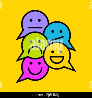 Reaktionssymbol, negative und positive Emotionen. Kommentarblase. Stock Vektor