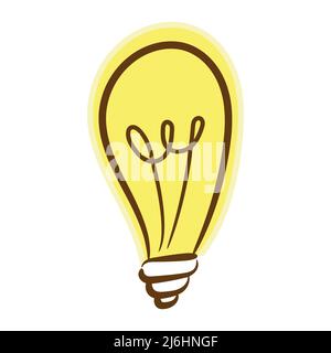 Vector Hand gezeichnet farbige leuchtende Lampe isoliert auf weißem Hintergrund. Illustration im Doodle-Cartoon-Stil für Druck, Logo, Symbol, Emblem, Kleidung Stock Vektor