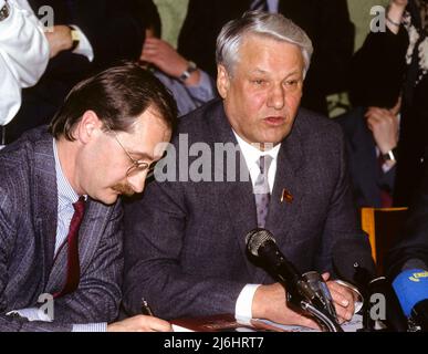 BORIS JELTSIN Russischer erster Präsident von 1991 zu Besuch in Stockholm Schweden Stockfoto