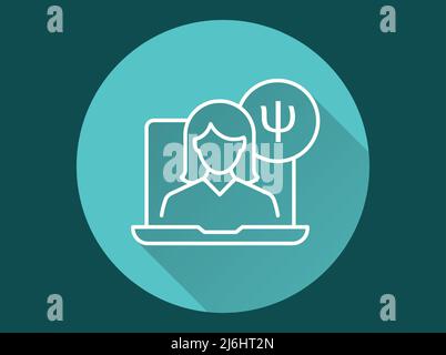 Symbol für psychologische Hilfe. Einfache Illustration mit langem Schatten für Grafik- und Webdesign. Stock Vektor