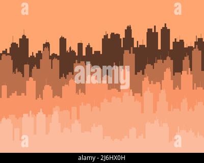 Die Kontur der urbanen Landschaft. Horizontales Panorama der Stadt. Skyline der Stadt für Drucke, Poster und Werbematerialien. Vektorgrafik Stock Vektor