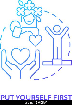 Setzen Sie sich selbst das erste blaue Gradientenkonzept-Symbol Stock Vektor