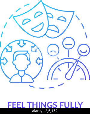 „Feel Things“-Symbol für ein vollständig blaues Farbverlauf Stock Vektor