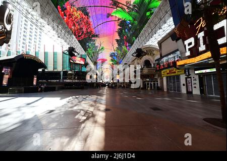 Fremont Street in Las Vegas am frühen Morgen. Stockfoto