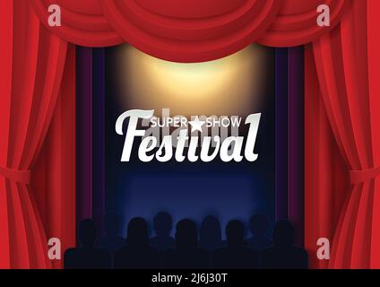 Vector Papier geschnitten Festival zeigen Poster Vorlage Stock Vektor