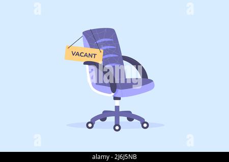 Arbeitskräftemangel. Leerer Job Chair, Herausforderung für freie Stellen braucht Talent-Fähigkeiten, Angebot erhöhen Personal hr Krise Mitarbeiter Engpässe, Vektor-Illustration. Vakante Palce für Arbeiter, Stellenbewerber Stock Vektor