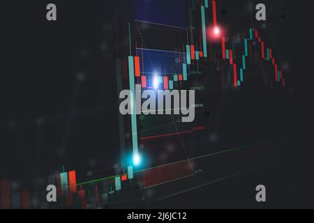 Finanzen Kerzen Chart Markt. Digital Finance Trading graph Hintergrund Stockfoto
