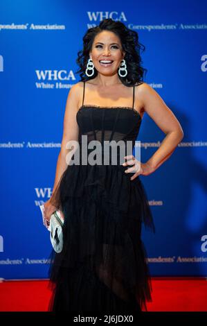 Angie Goff kommt am Samstag, den 30. April 2022, zum Jahresessen der White House Correspondenents Association 2022 im Washington Hilton Hotel in Washington, DC an. Dies ist das erste Mal seit 2019, dass die WHCA aufgrund der COVID-19-Pandemie ihr jährliches Abendessen veranstaltet. Kredit: Rod Lampey / CNP/Sipa USA Stockfoto