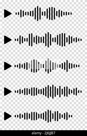 Sprachnachricht. Audiowellen-Symbol Sound Song Podcast auf transparentem Hintergrund gesetzt. Vektorgrafik. Stock Vektor