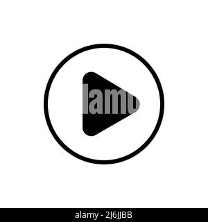 Wiedergabesymbol auf einem weißen, isolierten Hintergrund. Schwarzes Spielsymbol in einem Kreis. Vektorgrafik. Stock Vektor