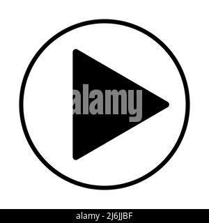 Wiedergabesymbol auf einem weißen, isolierten Hintergrund. Schwarzes Spielsymbol in einem Kreis. Vektorgrafik. Stock Vektor