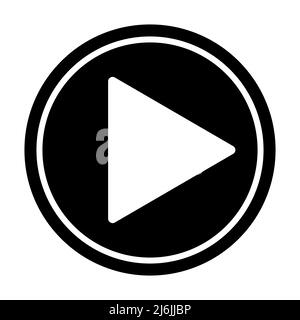 Wiedergabesymbol auf einem weißen, isolierten Hintergrund. Schwarzes Spielsymbol in einem Kreis. Vektorgrafik. Stock Vektor