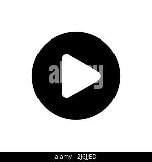 Wiedergabesymbol auf einem weißen, isolierten Hintergrund. Schwarzes Spielsymbol in einem Kreis. Vektorgrafik. Stock Vektor