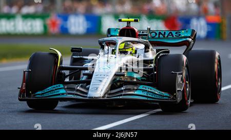 Albert Park Grand Prix Circuit, Melbourne, Australien. 09 April 2022. Lewis Hamilton (GBR) vom Team Mercedes beim Qualifying. Corleve/Alamy Stock Photo Stockfoto