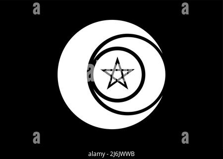 Triple Goddess Wiccan Symbol und Pentacle Kreis. Dreifacher Mond religiöses Zeichen. Wicca-Logo Neopaganismus weißes Symbol. Die Erde und die Geburt. Halbmond Stock Vektor