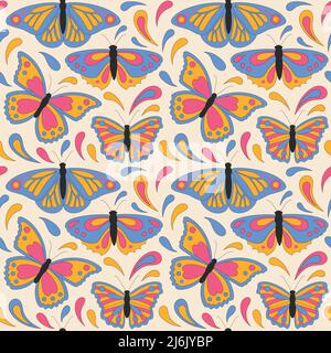 Retro schöne Schmetterlinge auf einem hellen Hintergrund. Stock Vektor