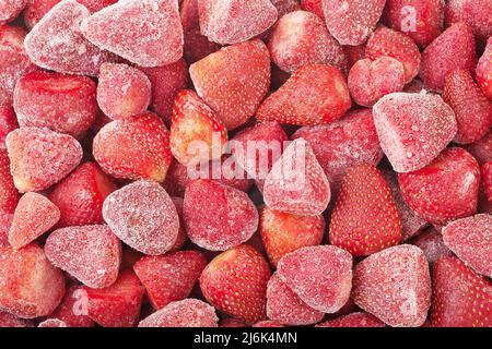 Gefrorene frische Erdbeeren Hintergrund Stockfoto