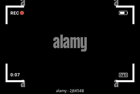 16 x 10-Videobildrahmen. Overlay der camcorder-benutzeroberfläche. Videocamera-Rahmen mit Aufzeichnungsanzeige Stock Vektor