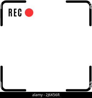 1 x 1 quadratischer Kamerabild. Overlay der camcorder-benutzeroberfläche. Videocamera-Rahmen mit Aufzeichnungsanzeige. Stock Vektor