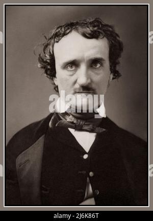 POE Edgar Allan Poe Portrait 1849 aus einem Daguerreotyp 'Annie', übergibt an Poes Freundin Annie L. Richmond; vermutlich aufgenommen im Juni 1849 in Lowell, Massachusetts, USA Stockfoto