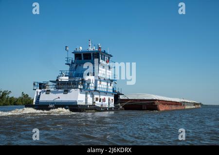 USA, South, Louisiana, Houma, Intercoastal Waterway, Barge Stockfoto