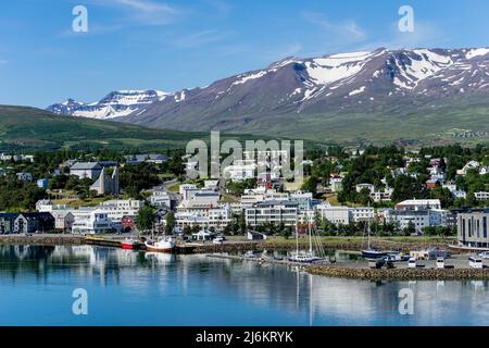 Die Stadt Akureyri, Island Stockfoto