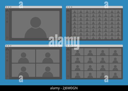 Desktop-Schnittstelle Video-Konferenz-Call-Fenster isoliert einfache ui-Vektor flache Abbildung Stock Vektor