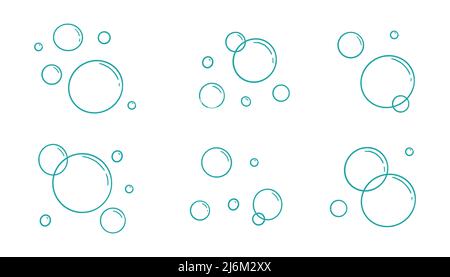 Wasserblasenkritzel. Handgezeichnete Linie Skizze Stil Blase funkeln. Vektorgrafik „Wassertropfen isoliert“. Stock Vektor