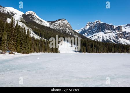 Emerald Lake liegt im Yoho National Park, British Columbia, Kanada.[1] der Yoho National Park ist einer der 4 zusammenhängenden Nationalparks im Herzen Stockfoto