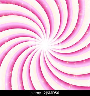 Candy wirbeln Hintergrund mit Sternen. Radialer Gradient-Regenbogen aus verdrehter Spirale. Vektorgrafik. Stock Vektor