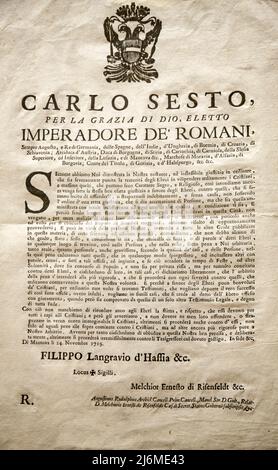 Italien Emilia Romagna Bertinoro: Interfaith Museum: Dekret von Karl VI. Von 1719 Stockfoto