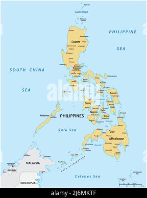 Landkarte des ostasiatischen Inselstaates der Philippinen Stock Vektor