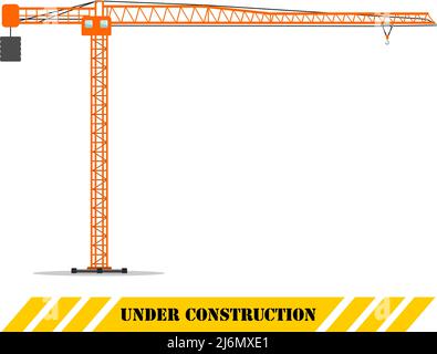 Detaillierte Darstellung von farbigen Turmdrehkran, schweren Geräten und Maschinen. Baumaschine. Vektorgrafik. Stock Vektor