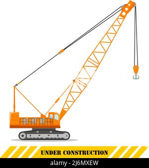 Detaillierte Abbildung des Krans. Schwere Baumaschinen und Maschinen. Raupenkran. Vektorgrafik. Stock Vektor